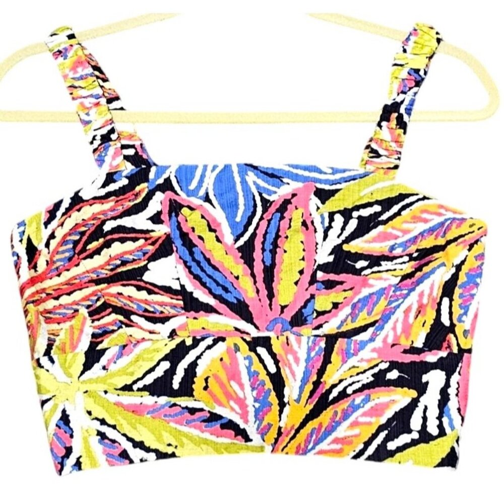 Rachel Zoe XS Multicolor Tropical Print Crop Top - Picture 4 of 11